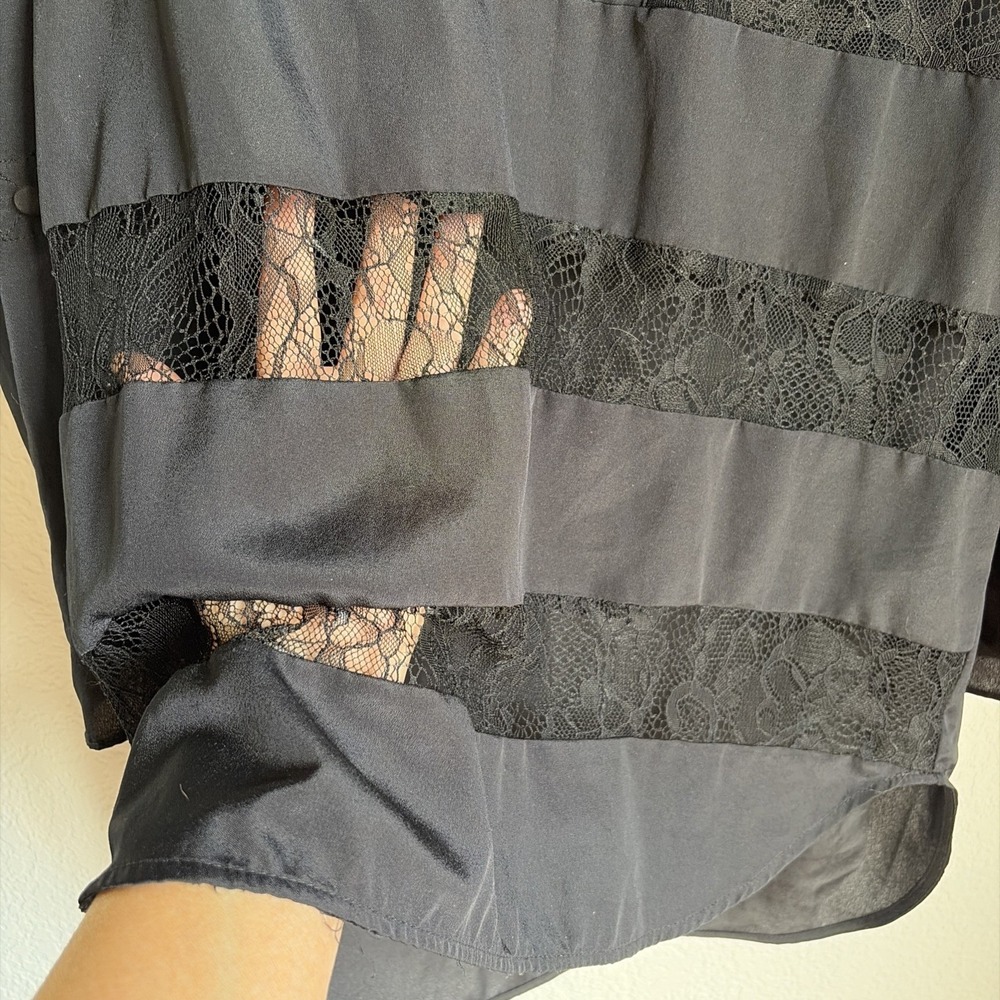 Mossimo Lace Striped Pullover Tunic Blouse Women's Size M - Picture 2 of 7